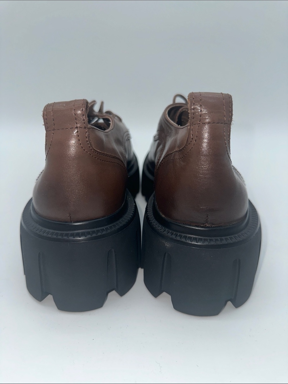 Brown Platform Lace-Up Chunky Loafers - Picture 3 of 8